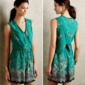 Anthropologie Elevenses S Butterfly Floral Open Back Papillion Romper
Green